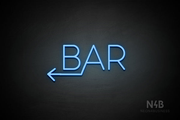 "BAR" (left arrow, Sunny Day font) - LED neon sign
