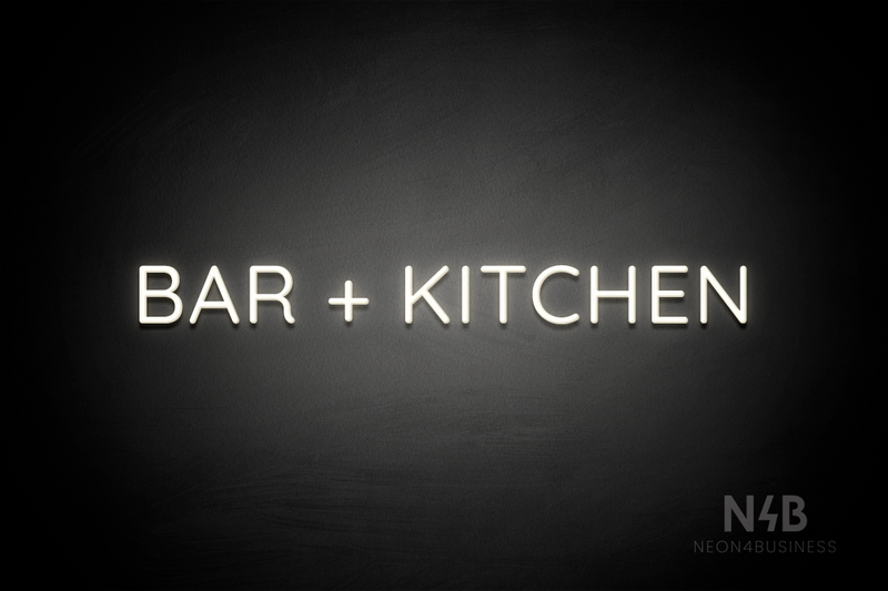 "BAR + KITCHEN" (Castle font) - LED neon sign